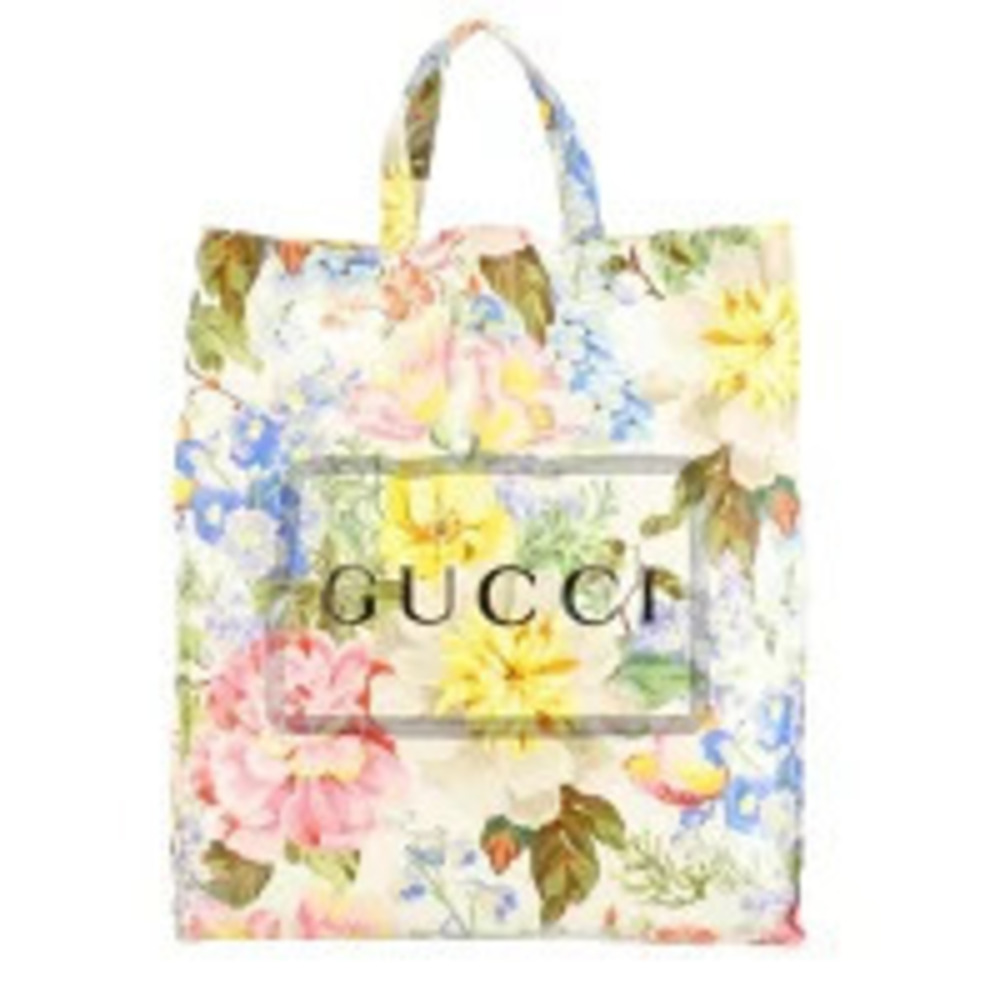 Gucci Floral Print Canvas Tote Bag Gold
